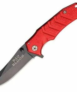 Best deal ⌛ Bad Blood 0111RD Linerlock, 2.75" 440 SS Plain Blade, Red Aluminum Handle ❤️