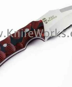 Outlet 😍 Bad Blood 0116K Razorhoof, 3.5" 8Cr14 SS Combo Blade, Red/Black G-10 Handle 🛒