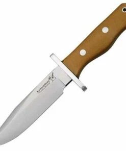Cheap 🔥 Blackjack Classic Knives Blackjack BCB13NMBP Halo Attack, 5.5" A-2 SS Plain Blade, Natural Micarta Handle, Leather Sheath 🧨