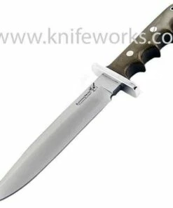 Outlet 😀 Blackjack Classic Knives BlackJack Halo Attack, Finger Grooved Green Canvas Micarta Handle, Leather Sheath 🛒