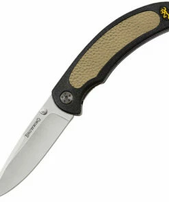 Cheapest 🌟 Browning Knives Browning Cayman Folder, Tan Rubberized Inserts, 440 SS Drop Point Blade 🎉