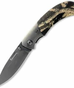 Outlet 🛒 Browning Knives Browning Tagged Out Hunting Knife, Titanium Finished Stainless Steel, Mossy Oak Handle 😍