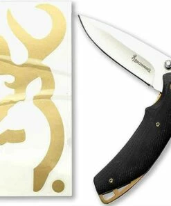 Best Sale ⌛ Browning Knives Browning Buckmark Combo, Gold/Black Knife, Gold Buckmark Decal ✨