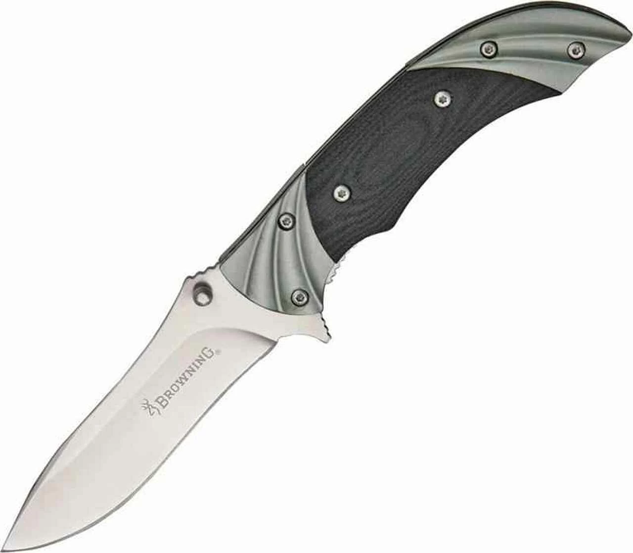 Outlet ✔️ Browning Knives Browning Fluted Linerlock Folder, Stainless Blade, Black G-10/Fluted Gun Metal Gray Bolsters Handle 🧨 1 Outlet ✔️ Browning Knives Browning Fluted Linerlock Folder, Stainless Blade, Black G-10/Fluted Gun Metal Gray Bolsters Handle 🧨