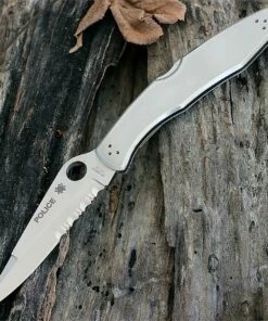 Wholesale ❤️ Spyderco Knives Spyderco C07PS Police, 4.125" VG-10 Combo Blade, Stainless Steel Handle 😍