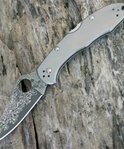 Deals ❤️ Spyderco Knives Spyderco C11TIPD Delica 4, Damascus Blade, Titanium Handle 🎁