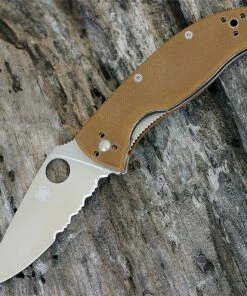 Buy ✔️ Spyderco Knives Spyderco Tenacious C122GPSBN Satin Serrated Edge Brown G-10 Handle 🔥