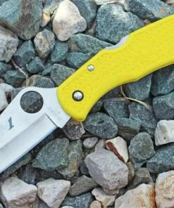 Promo ✔️ Spyderco Knives Spyderco C91PYL Pacific Salt, 3.812" H1 Plain Blade, Yellow FRN Handle ✔️