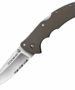 Best deal 🛒 Cold Steel CS58TPSH Code-4 Spear Point, 3.5" AUS 8A SS Combo Blade, Gray Aluminum Handle ❤️