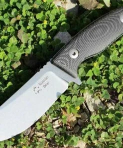 Wholesale 👏 Dendra Knives Dendra Russian Bear Fixed Blade, Stonewashed Niolox Steel, Black Micarta Handle 😍