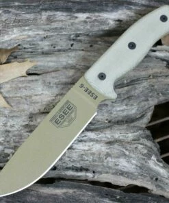 Flash Sale 💯 ESEE Knives ESEE-6 Dark Earth Plain Edge, Rounded Pommel, Green Micarta Handle, Black Molded Sheath w/ Clip Plate 🎉