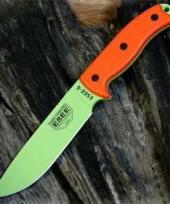 Deals ❤️ ESEE Knives ESEE Model 6, Orange Handle, Venom Green Powder Coated Blade 🌟