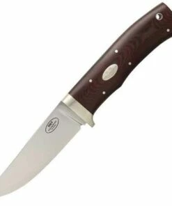Brand new ⌛ Fallkniven Hunting Knife, Maroon Micatra Handle, Leather Sheath 👍