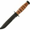 Discount 🎁 Ka-Bar Full Size US ARMY Knife, Leather Sheath, Combo Edge 🔥