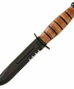 Discount 🎁 Ka-Bar Full Size US ARMY Knife, Leather Sheath, Combo Edge 🔥