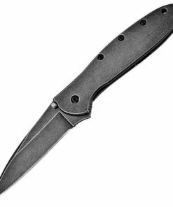 Coupon ❤️ Kershaw Knives Kershaw 1660BLKW Leek, 3" Sandvik 14C28N Blackwash Plain Blade, Blackwash 410 SS Handle 🧨