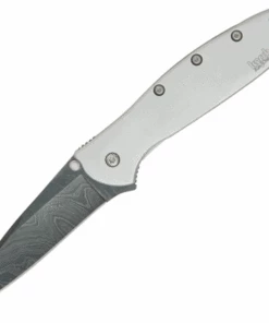 Best Sale 👏 Kershaw Knives Kershaw 1660DAM Leek, 3" Damascus Plain Blade, 410 SS Handle 🧨