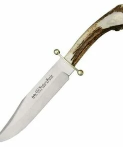 Best Pirce 🎁 Linder Old Western Bowie, 7" Bowie, w/ Brown Leather Belt Sheath 👏