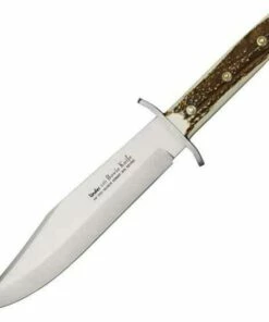 Buy 🎁 Linder Bowie, 15" Overall, Genuine Stag Handles, w/ Brown Leather Sheath 🔔