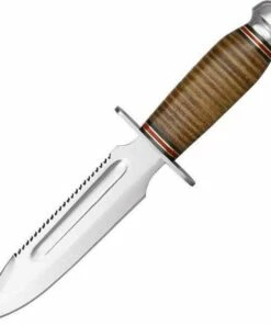 Flash Sale 🔥 Maserin Aeronautic Military Knife, w/ Foliage Green Leather Sheath ⌛