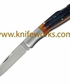 Promo ✔️ Moki Lockback Amber Bone Stag, Stainless Blade 👍