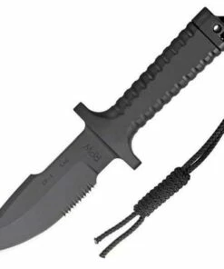 Deals 💯 RPW Survival Knives RPW X46 5" Bowie Black, Combo Edge, w/ Khaki Nylon Sheath 🛒