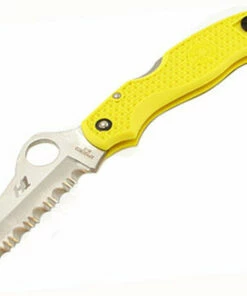 Cheap 🤩 Spyderco Knives Spyderco C118SYL Saver Salt, 3.09" H-1 Serrated Blade, Yellow FRN Handle 😍