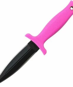 Promo 🧨 Schrade SCHF19HP Small Boot Knife Hot Pink, 3.5" SS Plain Blade, Hot Pink Rubber Handle, Black Leather Sheath 🛒