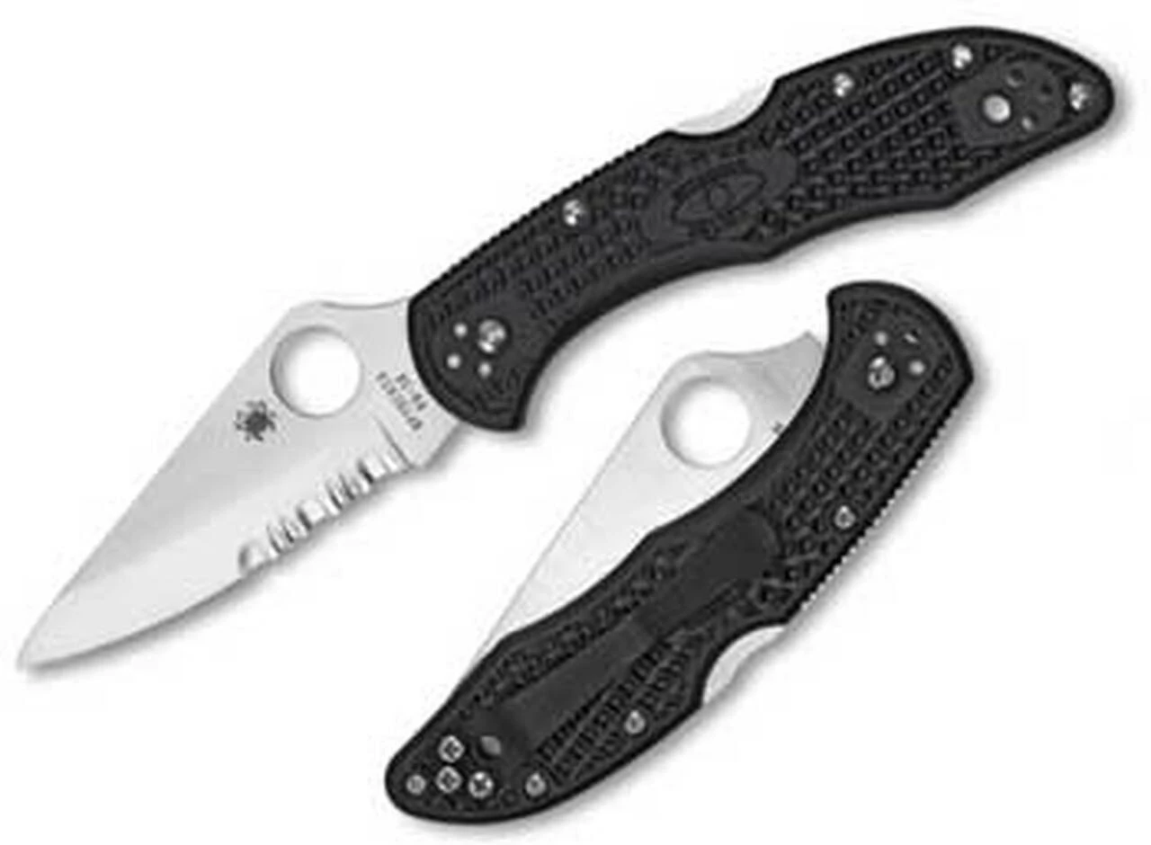 Promo 🧨 Spyderco Knives Spyderco C11PSBK Delica 4, 2.875" VG-10 Combo Blade, Black FRN Handle 🛒 1 Promo 🧨 Spyderco Knives Spyderco C11PSBK Delica 4, 2.875" VG-10 Combo Blade, Black FRN Handle 🛒
