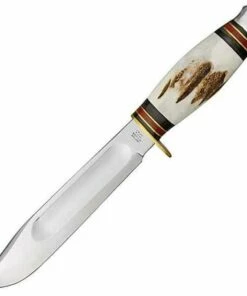 Budget 👍 J. Adams Sheffield England J.A. Sheffield England Bowie, Carbon Steel, Genuine Stag Handle, Plain Edge 🤩