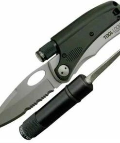 Buy 🎁 Tool Logic SLPro 3 Series Model SLP3 Silver Serrated Blade w/LED Flashlight, Whistle & Diamond Sharpener 😀
