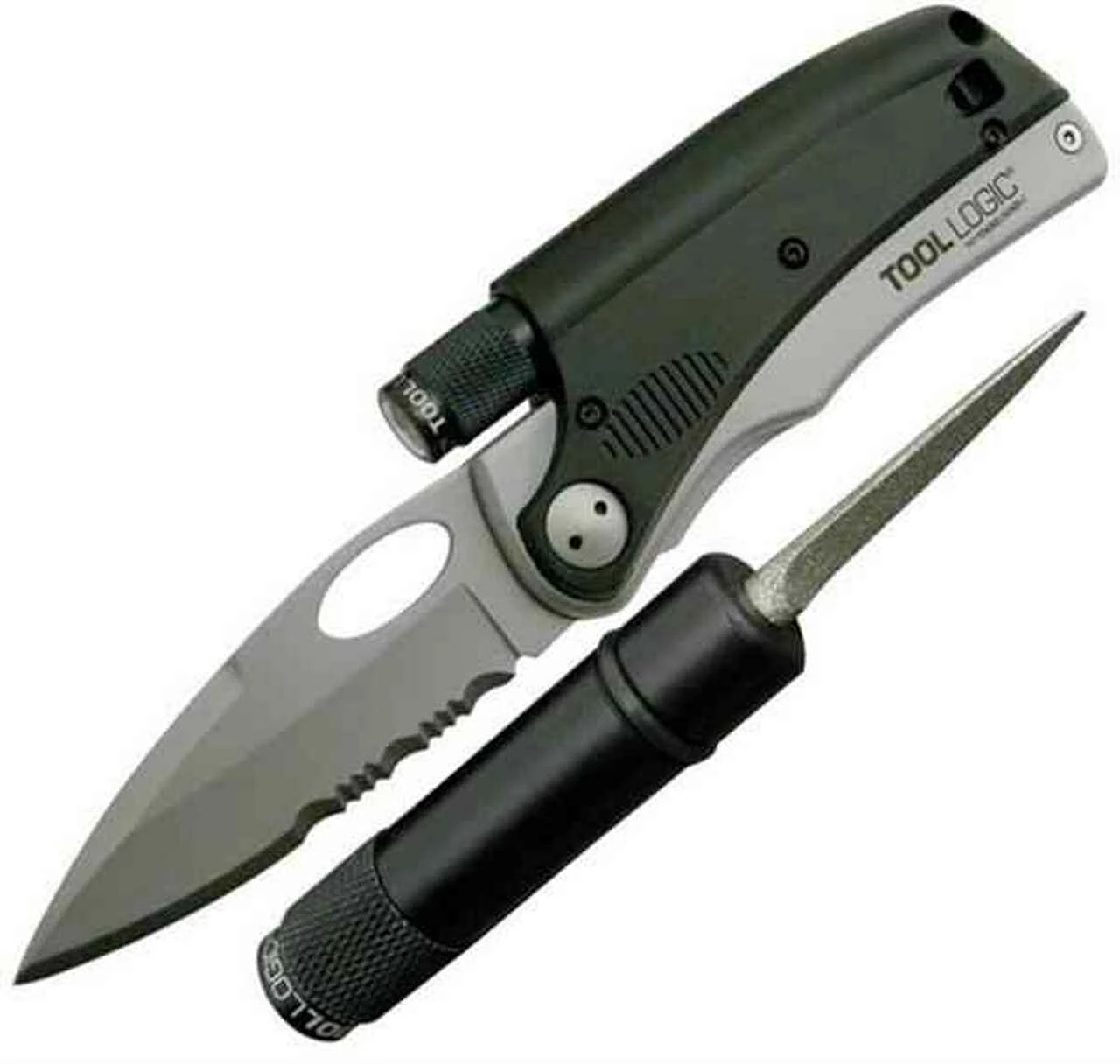 Buy 🎁 Tool Logic SLPro 3 Series Model SLP3 Silver Serrated Blade w/LED Flashlight, Whistle & Diamond Sharpener 😀 1 Buy 🎁 Tool Logic SLPro 3 Series Model SLP3 Silver Serrated Blade w/LED Flashlight, Whistle & Diamond Sharpener 😀