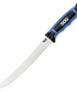 Best Pirce 🔔 SOG Bladelight Fillet 7.5" Fixed Blade, 8Cr13MoV, Blue and Gray FRN Handle 💯