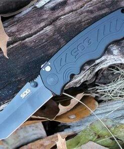 New 🛒 SOG Mini Zoom, 3.15 in. Black TiNi AUS-8 Tanto Blade, Black Aluminum Handle 👏