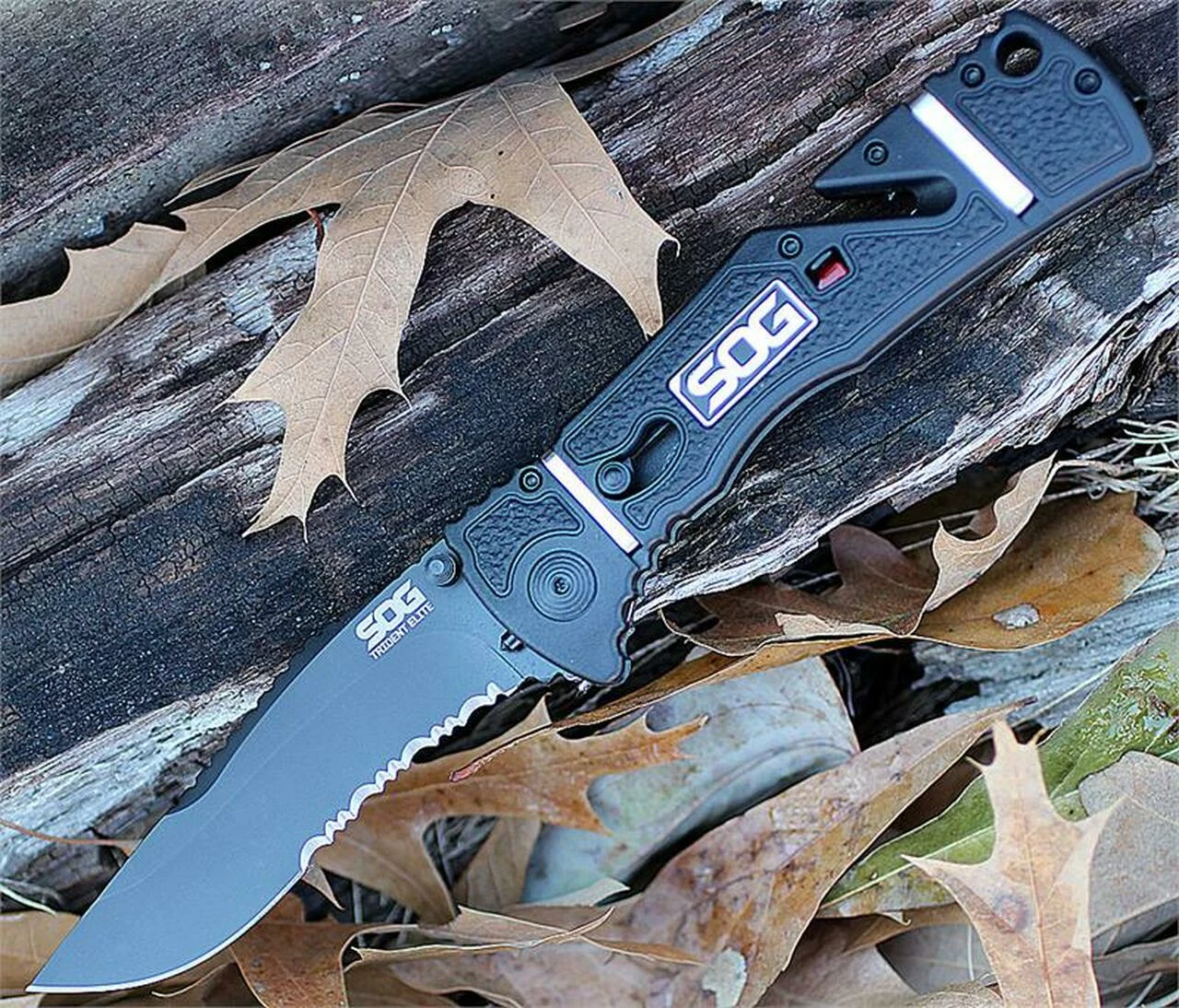 New 🛒 SOG TF106CP Trident Elite Pston Lock Folder, 3.7" AUS-8 Black TiNi Coated Clip Point Combo Blade, Black GRN w/ Silver Stainless Steel Handle ✨ 1 New 🛒 SOG TF106CP Trident Elite Pston Lock Folder, 3.7" AUS-8 Black TiNi Coated Clip Point Combo Blade, Black GRN w/ Silver Stainless Steel Handle ✨