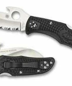 Hot Sale 👍 Spyderco Knives Spyderco C12SBK2W Matriarch 2 Emerson Opener, 3.57" VG-10 Black Serrated Blade, FRN Handle ✨