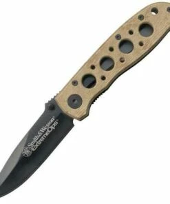 Best deal 🎉 Smith and Wesson Smith & Wesson ExtremeOPS Linerlock, Desert sand handles, 440C stainless drop point blade 🌟