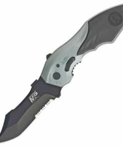 Best Sale 🌟 Smith and Wesson Smith & Wesson Military & Police MAGIC Spring Assist Clip Point, Combo Edge, Blue Aluminum Handle ✨