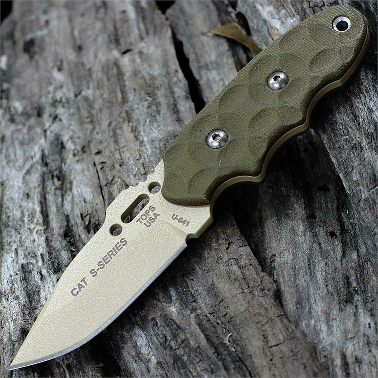 Promo ✔️ Tops C.A.T. 200 S-Series Rocky Mountain Bull's-Eye Scales, 3.25 in. 1095 Blade Steel, Green Canvas Micarta Handle, Overall Length 7.25" 🤩 1 Promo ✔️ Tops C.A.T. 200 S-Series Rocky Mountain Bull's-Eye Scales, 3.25 in. 1095 Blade Steel, Green Canvas Micarta Handle, Overall Length 7.25" 🤩