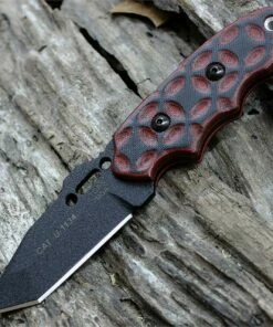 Wholesale 🧨 Tops C.A.T. 203 Rocky Mountain Bull's-Eye Scales, 3.25 in. Tanto 1095 Blade Steel, Black/Red G10 Handle, Overall Length 7.25" 🤩