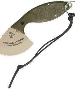 Hot Sale 🎁 TOPS Knives Backwood Skinner W/ Gut Hook, 1095 High Carbon Steel, Green Canvas Micarta Handle ❤️