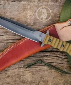 Buy ✨ TOPS Knives Wild Pig Hunter Fixed Blade, 1095 High Carbon Steel, Green Canvas Micarta 😀