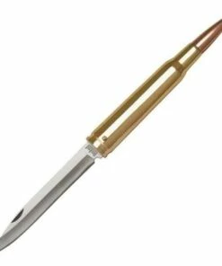 Brand new 🤩 United Cutlery UC2736 .50 Caliber Bullet Knife, 4" SS Plain Blade, Brass Plated Cast Metal Handle 🌟