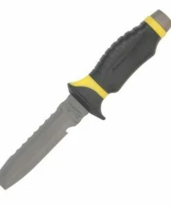 Deals 🌟 Underwater Kinetics Blunt Tip Dive Knife Blue Tang Titanium, Black and yellow handle with soft rubber thumb guard 💯