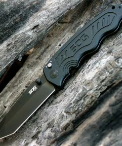 Flash Sale ✔️ SOG Zoom Folder, AUS-8 Tanto, Black TiNi, Black Aluminum Handle 🎁