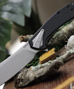 Wholesale 👏 Kershaw Knives Kershaw 3455 Bracket, 3.4" Stonewashed 8Cr13MoV Plain Blade, Black G10 /Stainless Steel Handle 🎁