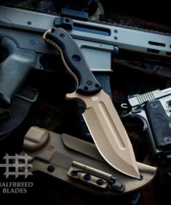 Flash Sale 🎁 Halfbreed Blades Halfbreed Large Bush Knife - Black G-10 (5.7" D2 Dark Earth) LBK-01 DE 🎁