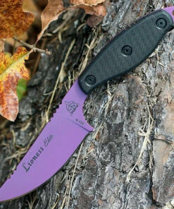 Promo ⌛ TOPS Knives LIONELT Lioness Elite, Purple Cerakote Blade, Black G10 Handles, Black Kydex Sheath 🔔