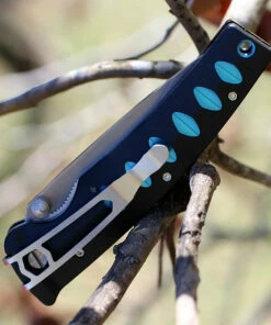 Brand new ⭐ Mcusta 41C Katana, 3.25" VG-10/Damascus Plain Blade, Black/Blue Aluminum Handle ✨ -Automatic Knives shop mcu41c.2 85100.1626213577