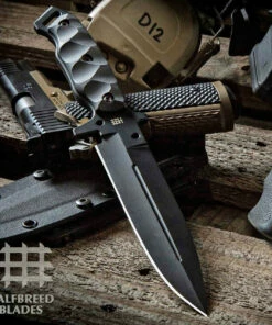 Hot Sale 🔔 Halfbreed Blades Halfbreed Medium Infantry Knife - Black G-10 (6.49" D2 Black Plain) MIK-01P BLK 🌟